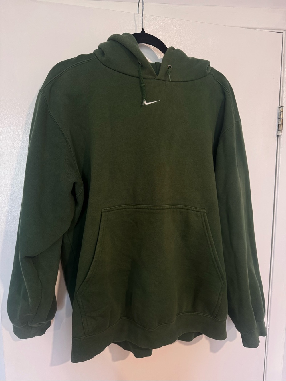 Nike Olive Green Pullover Hoodie with White Swoosh